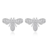 Cubic Zirconia Micro Pave Brass Earring, Bee, plated, micro pave cubic zirconia & for woman nickel, lead & cadmium free, 12*11mm 