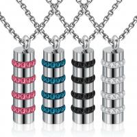 Stainless Steel Jewelry Necklace, with 1.9lnch extender chain, Column, oval chain & for woman & with rhinestone 30mm, 8mm Approx 17.7 Inch 