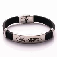 silicone bracelet ordinaire, beignet, unisexe & pour le couple, Couleur aléatoire, 190.5mm, Vendu par brin