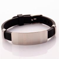 Silicone Stainless Steel Bracelets, with Stainless Steel, Donut, Length Adjustable & Unisex 190.5mm 