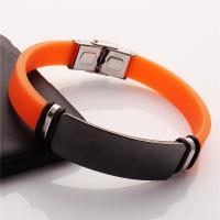 Силиконовые браслеты из нержавеющей стали, Силикон, с нержавеющая сталь, Кольцевая форма, Мужская, Случайный цвет, 190.5mm, продается Strand