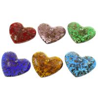 Lampwork Pendants, Flat Heart, gold sand, mixed colors Approx 2mm 