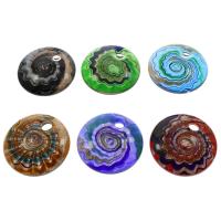 Lampwork Pendants, Flat Round, gold sand, mixed colors Approx 7mm 