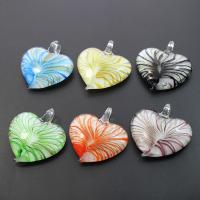 Lampwork Pendants, Flat Heart, confetti, mixed colors Approx 9mm 