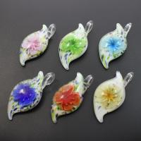 Inner Flower Lampwork Pendants, gold sand, mixed colors Approx 7mm 