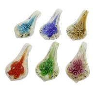 Inner Flower Lampwork Pendants, gold sand, mixed colors Approx 10mm 
