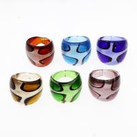 Lampwork Finger Ring, Unisex & silver powder, mixed colors US Ring 