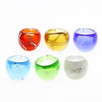 Lampwork Finger Ring, Unisex & silver foil, mixed colors US Ring 