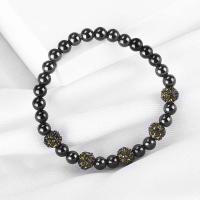 Natural Stone Bracelet, Round, for woman & with rhinestone, 6mm Approx 6.9 Inch 