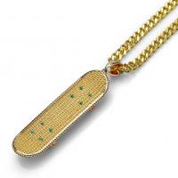 Brass Sweater Necklace, Skateboard, plated, micro pave cubic zirconia & for man nickel, lead & cadmium free Approx 23.6 Inch 