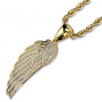 Brass Sweater Necklace, Feather, plated, micro pave cubic zirconia & for man nickel, lead & cadmium free Approx 23.6 Inch 