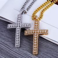 Brass Sweater Chain Necklace, Cross, plated, Unisex & micro pave cubic zirconia nickel, lead & cadmium free Approx 24 Inch 