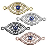 Cubic Zirconia Micro Pave Brass Connector, Evil Eye, plated, micro pave cubic zirconia & enamel & 1/1 loop Approx 1.5mm 