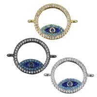 Cubic Zirconia Micro Pave Brass Connector, plated, evil eye pattern & micro pave cubic zirconia & 1/1 loop Approx 1.5mm 