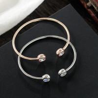 Zinc Alloy Cuff Bangle, plated, adjustable & for woman & with rhinestone lead & cadmium free 10mm 