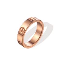 Titanium Steel Finger Ring, gold color plated, Unisex & with rhinestone 5*1.8mm 