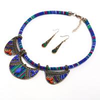 Resin Jewelry Sets, Plastic, earring & necklace, with Resin, brass earring hook, for woman & with rhinestone 10*50mm,450 