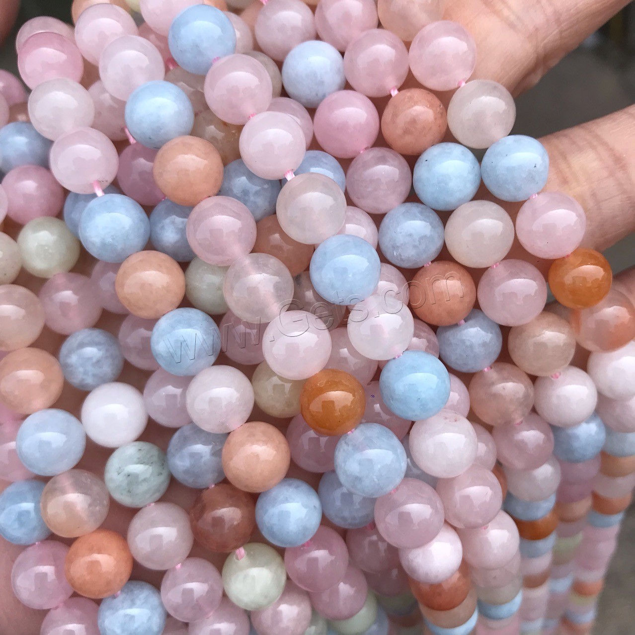 Morganite Beads, Round, polished, different size for choice, 6mm,8mm,10mm, Sold By Strand