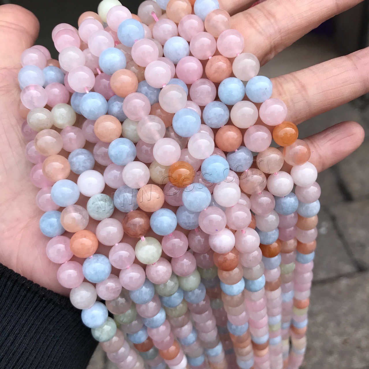 Morganit Perlen, rund, poliert, verschiedene Größen vorhanden, 6mm,8mm,10mm, verkauft von Strang