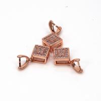 Brass Pinch Bail, Square, plated, micro pave rhinestone 7.5mm,4mm 