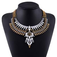 Rhinestone Zinc Alloy Necklace, zinc alloy lobster clasp, plated, for woman & with rhinestone lead & cadmium free Approx 14.9 Inch 