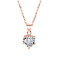 Cubic Zircon Micro Pave Brass Necklace, plated, micro pave cubic zirconia & for woman Approx 9 Inch 