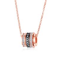 Cubic Zircon Micro Pave Brass Necklace, Drum, plated, micro pave cubic zirconia & for woman Approx 15 Inch 