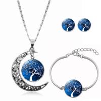 Fashion Zinc Alloy Jewelry Sets, Stud Earring & bracelet & necklace, platinum color plated, three pieces & time gem jewelry & serpentine chain & for woman, 40mm,20mm,15mm Approx 18.1 Inch, Approx 6.3 Inch 