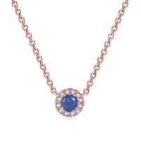 Brass Cubic Zirconia Necklace, with 55mm extender chain, rose gold color plated, oval chain & for woman & with cubic zirconia, nickel, lead & cadmium free, 6.5mm Approx 15.1 Inch 