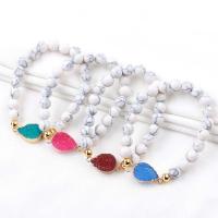 Howlite Bracelet, with Abrazine Stone & Zinc Alloy, Teardrop, gold color plated & for woman, 18mm Approx 6.9-8.3 Inch 