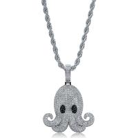 Brass Sweater Necklace, Octopus, plated, micro pave cubic zirconia & for man nickel, lead & cadmium free Approx 24 Inch 