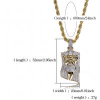 Brass Sweater Necklace, Face, gold color plated, micro pave cubic zirconia & for man, nickel, lead & cadmium free Approx 24 Inch 