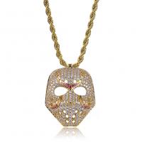 Brass Sweater Chain Necklace, Mask, plated, Unisex & micro pave cubic zirconia nickel, lead & cadmium free Approx 24 Inch 