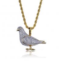 Brass Sweater Necklace, Dove, gold color plated, micro pave cubic zirconia & for man, nickel, lead & cadmium free Approx 24 Inch 