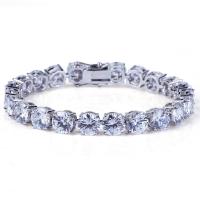 Cubic Zirconia Bracelet, with Brass, plated, for man nickel, lead & cadmium free, 8MM Approx 8 Inch 