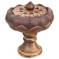 Porcelain Incense Burner, Flower, portable & durable & vintage, brown 
