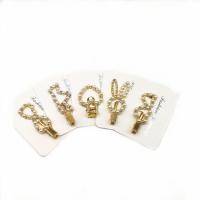 Alligator Hair Clip, Plastic Pearl, gold color plated & for woman & with rhinestone, 70mm 