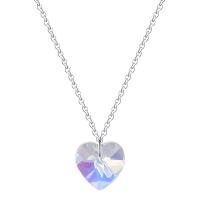 Crystal Zinc Alloy Necklace, with Crystal, Heart, silver color plated, for woman, 10*10mm Approx 17.7 Inch 