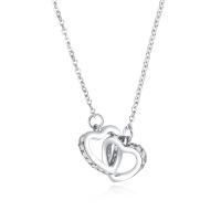 Cubic Zircon Micro Pave Brass Necklace, Heart, plated, micro pave cubic zirconia & for woman Approx 15 Inch 