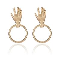 Zinc Alloy Drop Earring, Hand, gold color plated, for woman, golden 