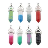 Gemstone Zinc Alloy Pendants, with Zinc Alloy, platinum color plated & faceted Approx 