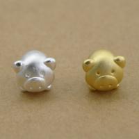 990 Sterling Silver Slider Beads, Pig, plated Approx 3.5mm 