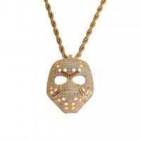 Brass Sweater Chain Necklace, Mask, plated, Unisex & micro pave cubic zirconia nickel, lead & cadmium free Approx 23.6 Inch 