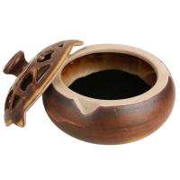Porcelain Incense Burner, handmade, portable & durable & hollow, brown 