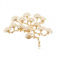 Zinc Alloy Brooch, Branch, for woman & with plastic pearl lead & cadmium free 