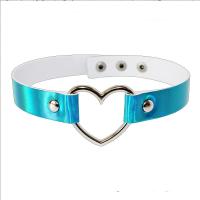 Collar Necklace, PU Leather, with Zinc Alloy, Heart, lightening & adjustable & for woman 400mm 