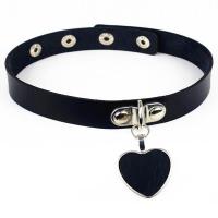Fashion Choker Necklace, PU Leather, with Zinc Alloy, Heart, adjustable & for woman 400mm 
