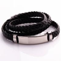 Titanium Steel Bracelet & Bangle, Faux Suede Cord, Donut, Unisex, 190mm 