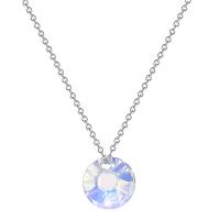 Crystal Necklace, with 50mm extender chain, Round, silver color plated, for woman, 12mm Approx 17.7 Inch 
