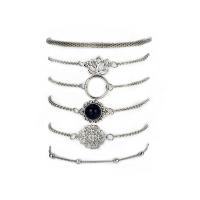 Zinc Alloy Bracelet Set, bracelet, plated, 6 pieces & Adjustable & for woman, 48mm,51mm,53mm,59mm,65mm 